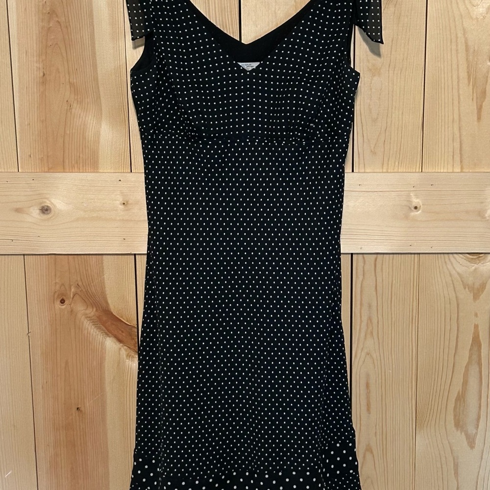 LOFT Black and White Polka Dot Midi Dress